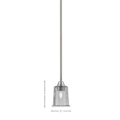 Toltec Paramount 5in 1-Light Mini Pendant | Contemporary Brushed Nickel and Smoke Bubble Glass | Kitchen Island & Dining Room | Model 3401-BN-5032