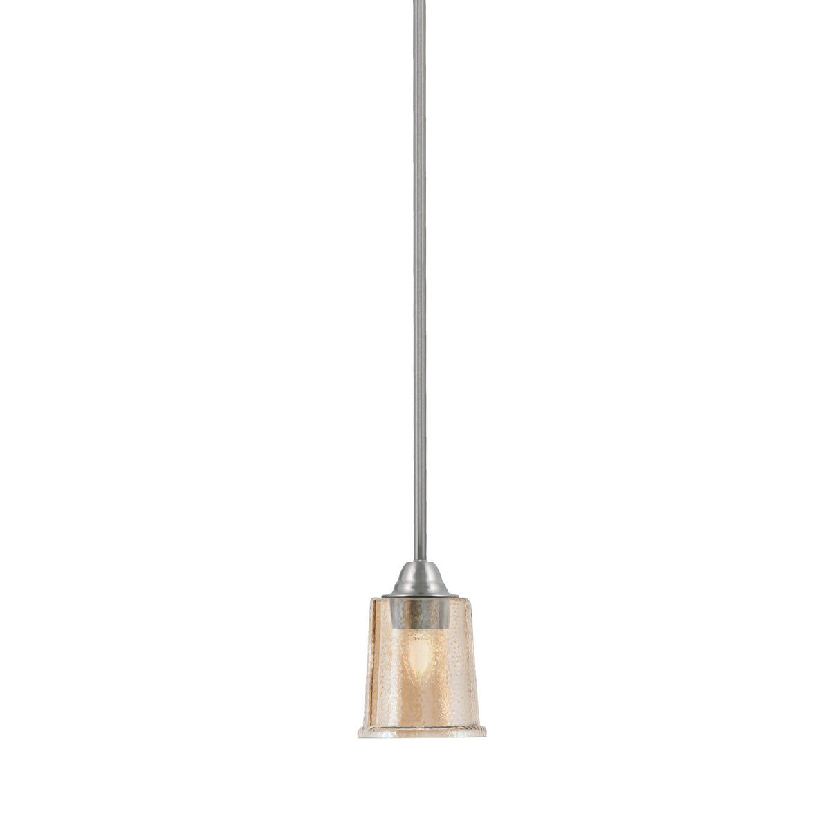 Toltec Paramount 5in 1-Light Mini Pendant | Contemporary Brushed Nickel and Amber Bubble Glass | Kitchen Island & Dining Room | Model 3401-BN-5033