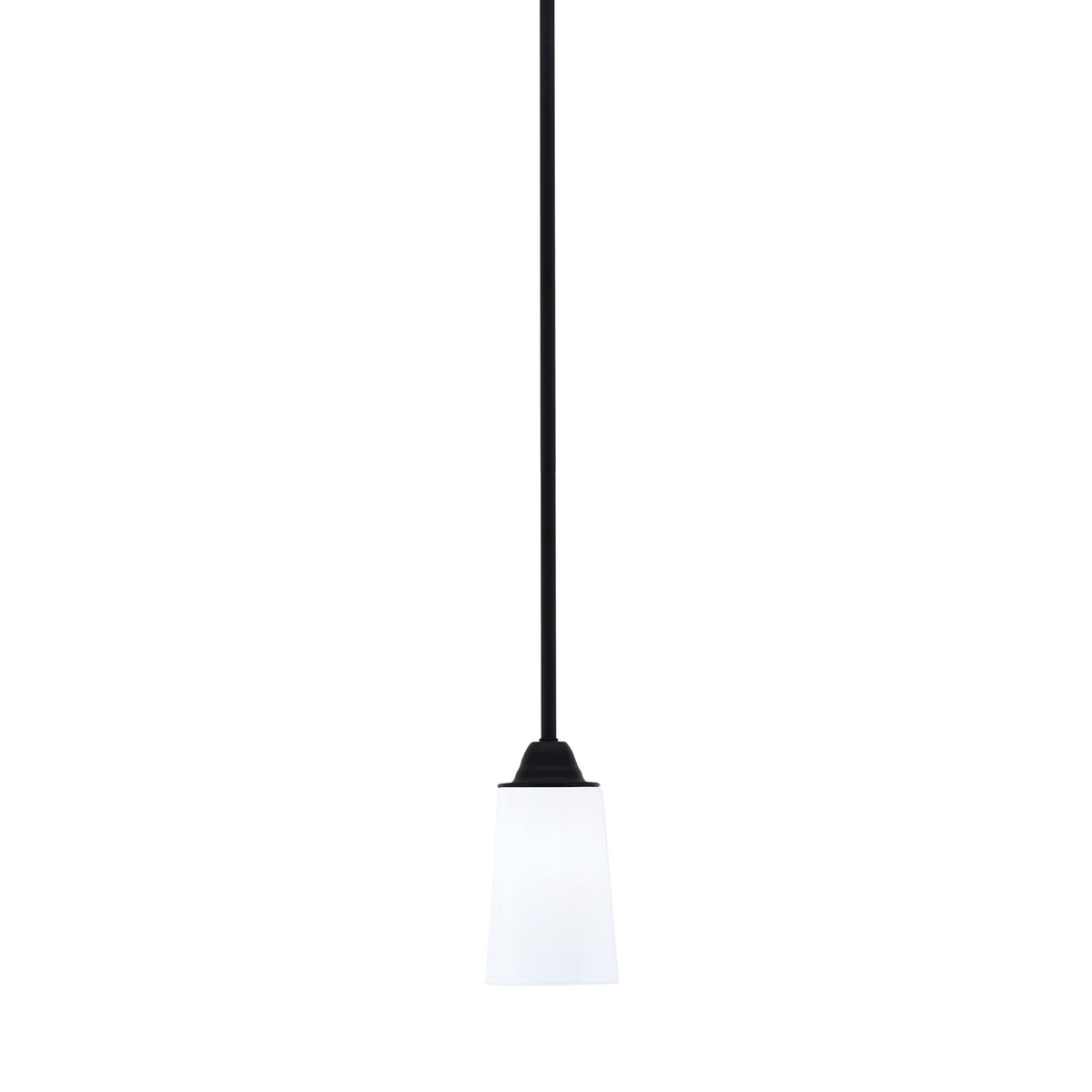 Toltec Paramount 5in 1-Light Mini Pendant | Modern Matte Black and White Opal Glass | Kitchen Island & Dining Room | Model 3401-MB-261