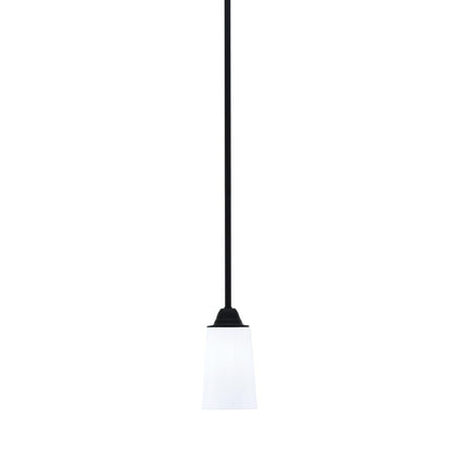 Toltec Paramount 5in 1-Light Mini Pendant | Modern Matte Black and White Opal Glass | Kitchen Island & Dining Room | Model 3401-MB-261