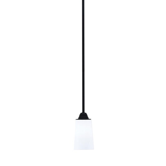 Toltec Paramount 5in 1-Light Mini Pendant | Modern Matte Black and White Opal Glass | Kitchen Island & Dining Room | Model 3401-MB-261