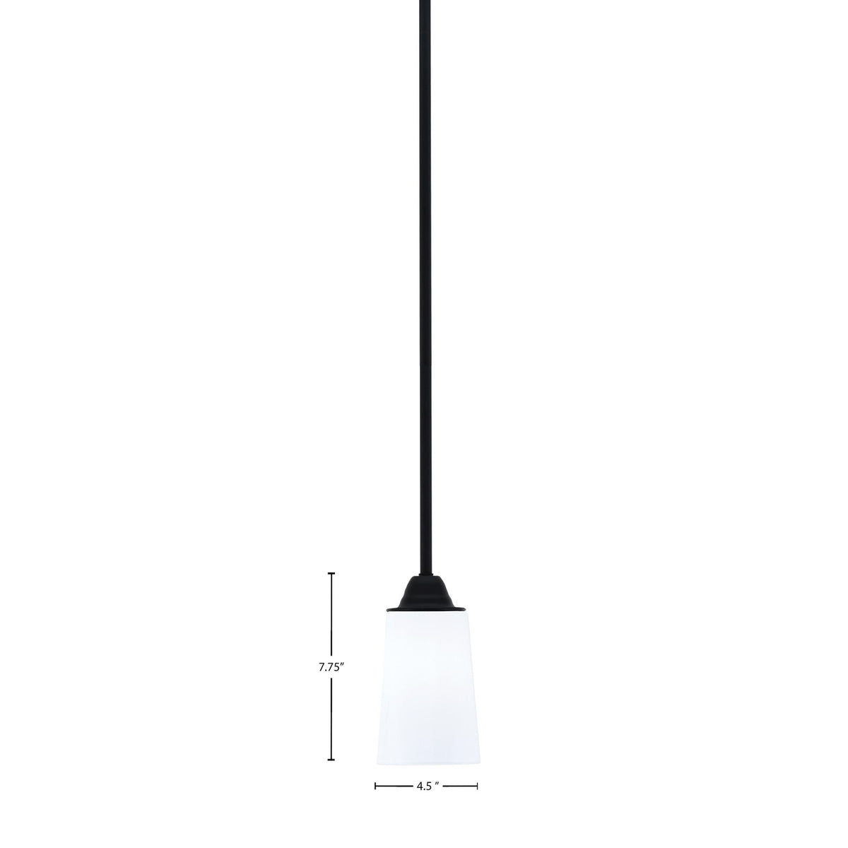 Toltec Paramount 5in 1-Light Mini Pendant | Modern Matte Black and White Opal Glass | Kitchen Island & Dining Room | Model 3401-MB-261