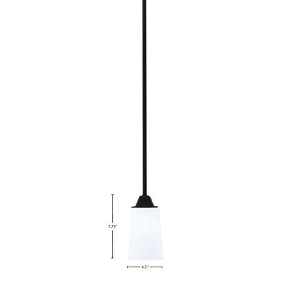 Toltec Paramount 5in 1-Light Mini Pendant | Modern Matte Black and White Opal Glass | Kitchen Island & Dining Room | Model 3401-MB-261