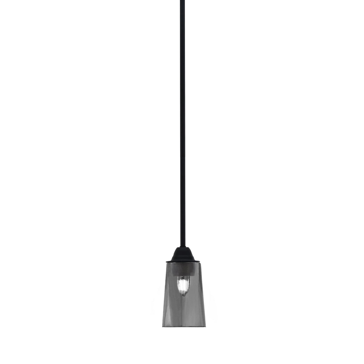 Toltec Paramount 5in 1-Light Mini Pendant | Modern Matte Black and Smoke Bubble Glass | Kitchen Island & Dining Room | Model 3401-MB-262
