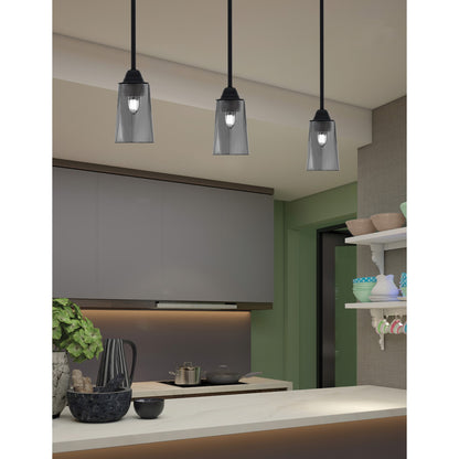 Toltec Paramount 5in 1-Light Mini Pendant | Modern Matte Black and Smoke Bubble Glass | Kitchen Island & Dining Room | Model 3401-MB-262