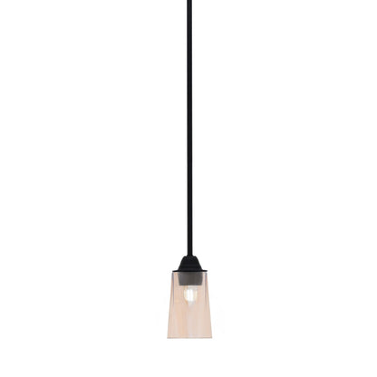 Toltec Paramount 5in 1-Light Mini Pendant | Modern Matte Black and Amber Gradient Glass | Kitchen Island & Dining Room | Model 3401-MB-263