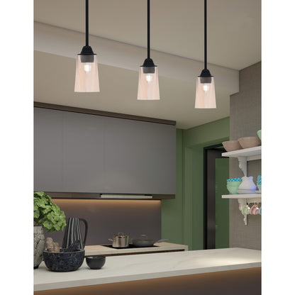 Toltec Paramount 5in 1-Light Mini Pendant | Modern Matte Black and Amber Gradient Glass | Kitchen Island & Dining Room | Model 3401-MB-263