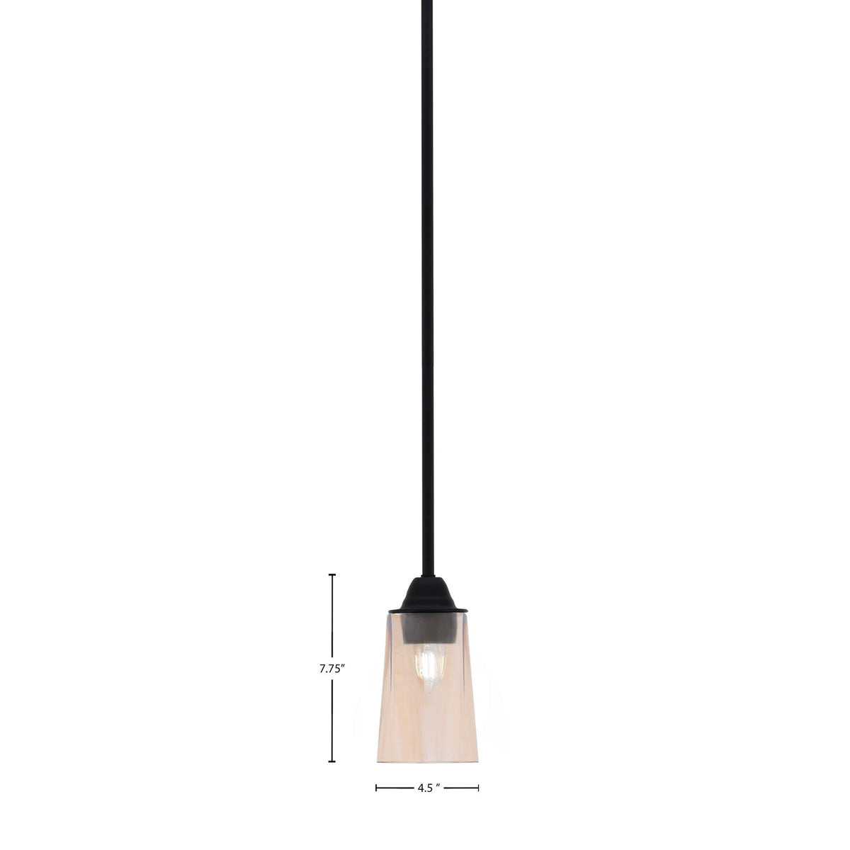 Toltec Paramount 5in 1-Light Mini Pendant | Modern Matte Black and Amber Gradient Glass | Kitchen Island & Dining Room | Model 3401-MB-263