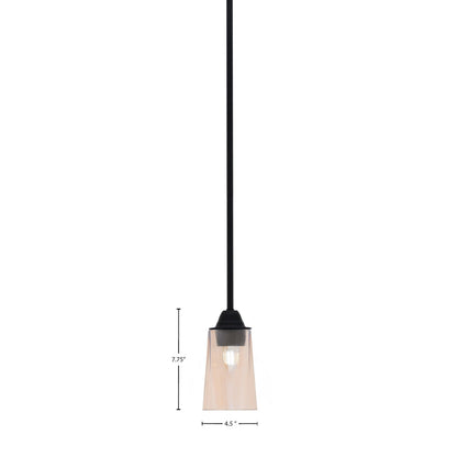 Toltec Paramount 5in 1-Light Mini Pendant | Modern Matte Black and Amber Gradient Glass | Kitchen Island & Dining Room | Model 3401-MB-263