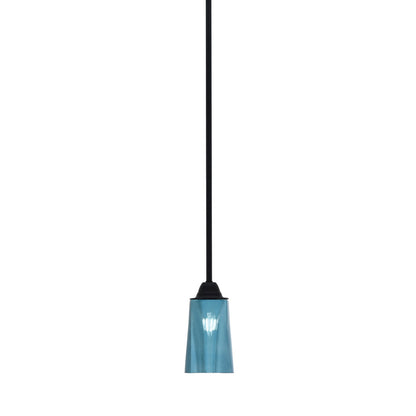 Toltec Paramount 5in 1-Light Mini Pendant | Modern Matte Black and Blue Gradient Glass | Kitchen Island & Dining Room | Model 3401-MB-265