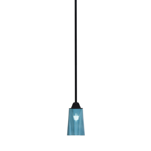 Toltec Paramount 5in 1-Light Mini Pendant | Modern Matte Black and Blue Gradient Glass | Kitchen Island & Dining Room | Model 3401-MB-265