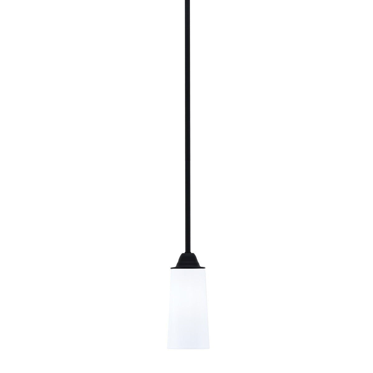 Toltec Paramount 5in 1-Light Mini Pendant | Modern Matte Black and White Opal Glass | Kitchen Island & Dining Room | Model 3401-MB-291