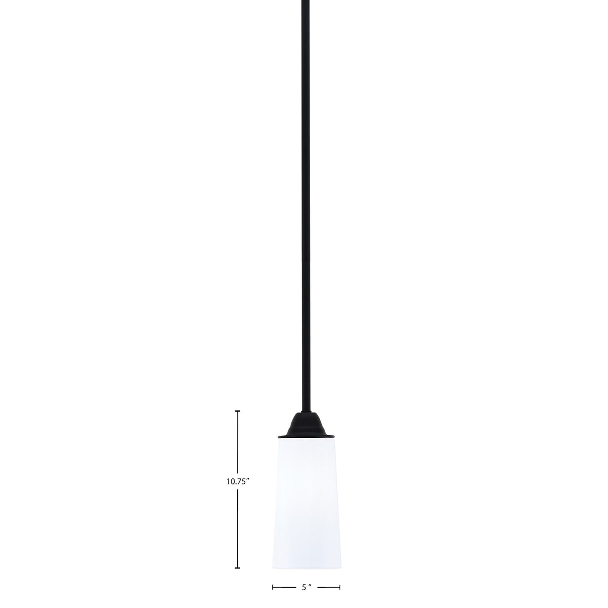 Toltec Paramount 5in 1-Light Mini Pendant | Modern Matte Black and White Opal Glass | Kitchen Island & Dining Room | Model 3401-MB-291