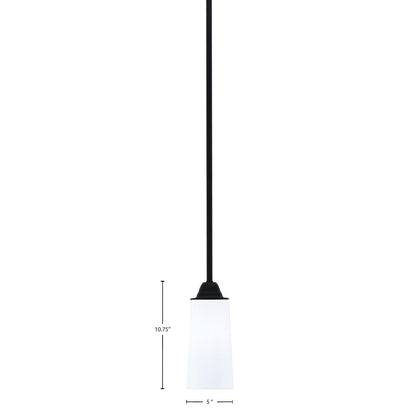 Toltec Paramount 5in 1-Light Mini Pendant | Modern Matte Black and White Opal Glass | Kitchen Island & Dining Room | Model 3401-MB-291
