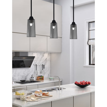 Toltec Paramount 5in 1-Light Mini Pendant | Modern Matte Black and Smoke Bubble Glass | Kitchen Island & Dining Room | Model 3401-MB-292