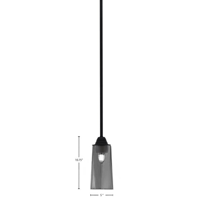 Toltec Paramount 5in 1-Light Mini Pendant | Modern Matte Black and Smoke Bubble Glass | Kitchen Island & Dining Room | Model 3401-MB-292