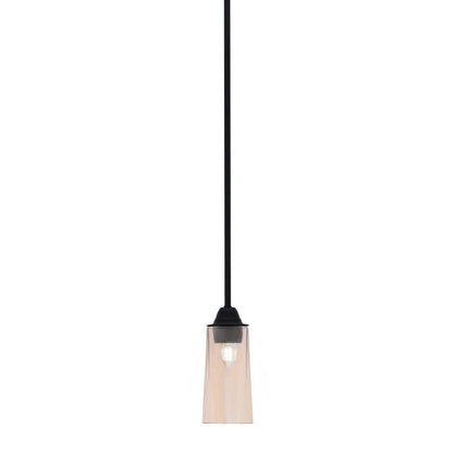 Toltec Paramount 5in 1-Light Mini Pendant | Modern Matte Black and Amber Gradient Glass | Kitchen Island & Dining Room | Model 3401-MB-293