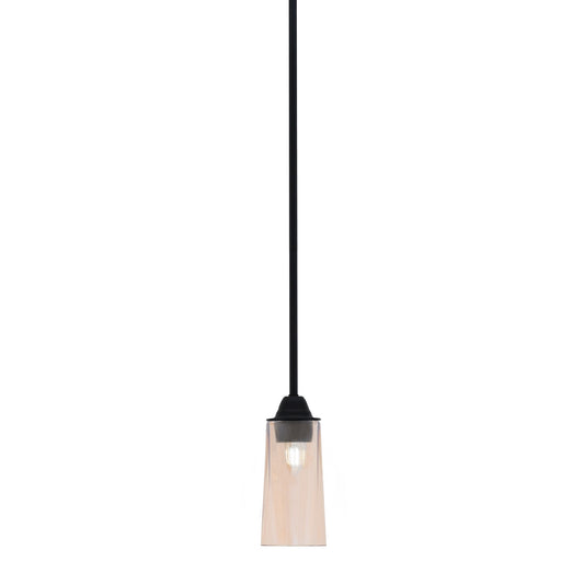 Toltec Paramount 5in 1-Light Mini Pendant | Modern Matte Black and Amber Gradient Glass | Kitchen Island & Dining Room | Model 3401-MB-293