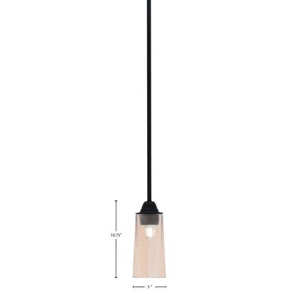 Toltec Paramount 5in 1-Light Mini Pendant | Modern Matte Black and Amber Gradient Glass | Kitchen Island & Dining Room | Model 3401-MB-293