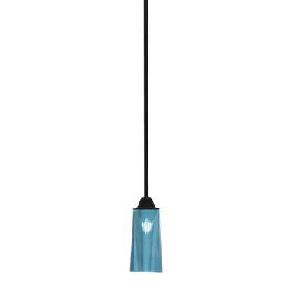 Toltec Paramount 5in 1-Light Mini Pendant | Modern Matte Black and Blue Gradient Glass | Kitchen Island & Dining Room | Model 3401-MB-295