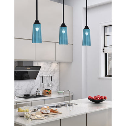 Toltec Paramount 5in 1-Light Mini Pendant | Modern Matte Black and Blue Gradient Glass | Kitchen Island & Dining Room | Model 3401-MB-295