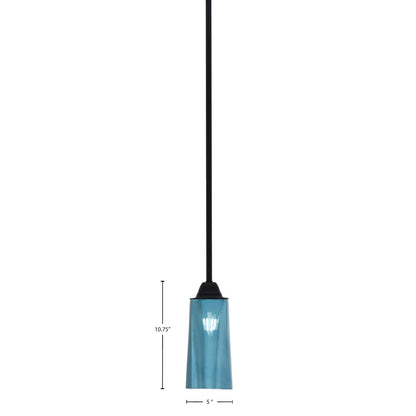 Toltec Paramount 5in 1-Light Mini Pendant | Modern Matte Black and Blue Gradient Glass | Kitchen Island & Dining Room | Model 3401-MB-295