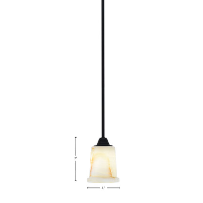 Toltec Paramount 5in 1-Light Mini Pendant | Modern Matte Black and Natural Stone Shade | Kitchen Island & Dining Room | 5 x 7 in | Model 3401-MB-4128