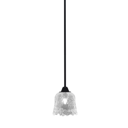 Toltec Paramount 7in 1-Light Mini Pendant | Modern Matte Black and Clear Lava Glass | Kitchen Island & Dining Room | 7 x 7.5 in | Model 3401-MB-4230