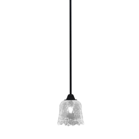 Toltec Paramount 7in 1-Light Mini Pendant | Modern Matte Black and Clear Lava Glass | Kitchen Island & Dining Room | 7 x 7.5 in | Model 3401-MB-4230