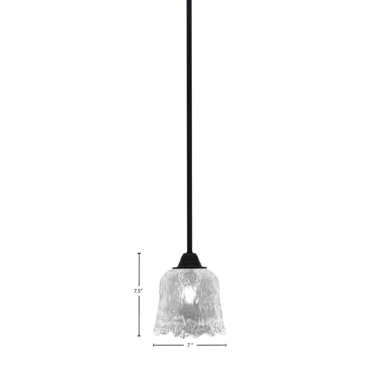 Toltec Paramount 7in 1-Light Mini Pendant | Modern Matte Black and Clear Lava Glass | Kitchen Island & Dining Room | 7 x 7.5 in | Model 3401-MB-4230