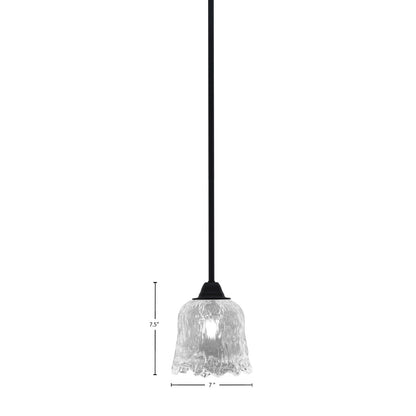 Toltec Paramount 7in 1-Light Mini Pendant | Modern Matte Black and Clear Lava Glass | Kitchen Island & Dining Room | 7 x 7.5 in | Model 3401-MB-4230