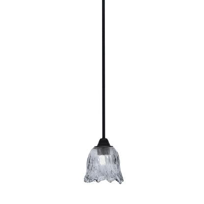 Toltec Paramount 7in 1-Light Mini Pendant | Modern Matte Black and Smoke Lava Glass | Kitchen Island & Dining Room | 7 x 7.5 in | Model 3401-MB-4232