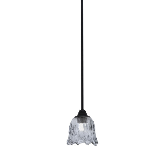 Toltec Paramount 7in 1-Light Mini Pendant | Modern Matte Black and Smoke Lava Glass | Kitchen Island & Dining Room | 7 x 7.5 in | Model 3401-MB-4232