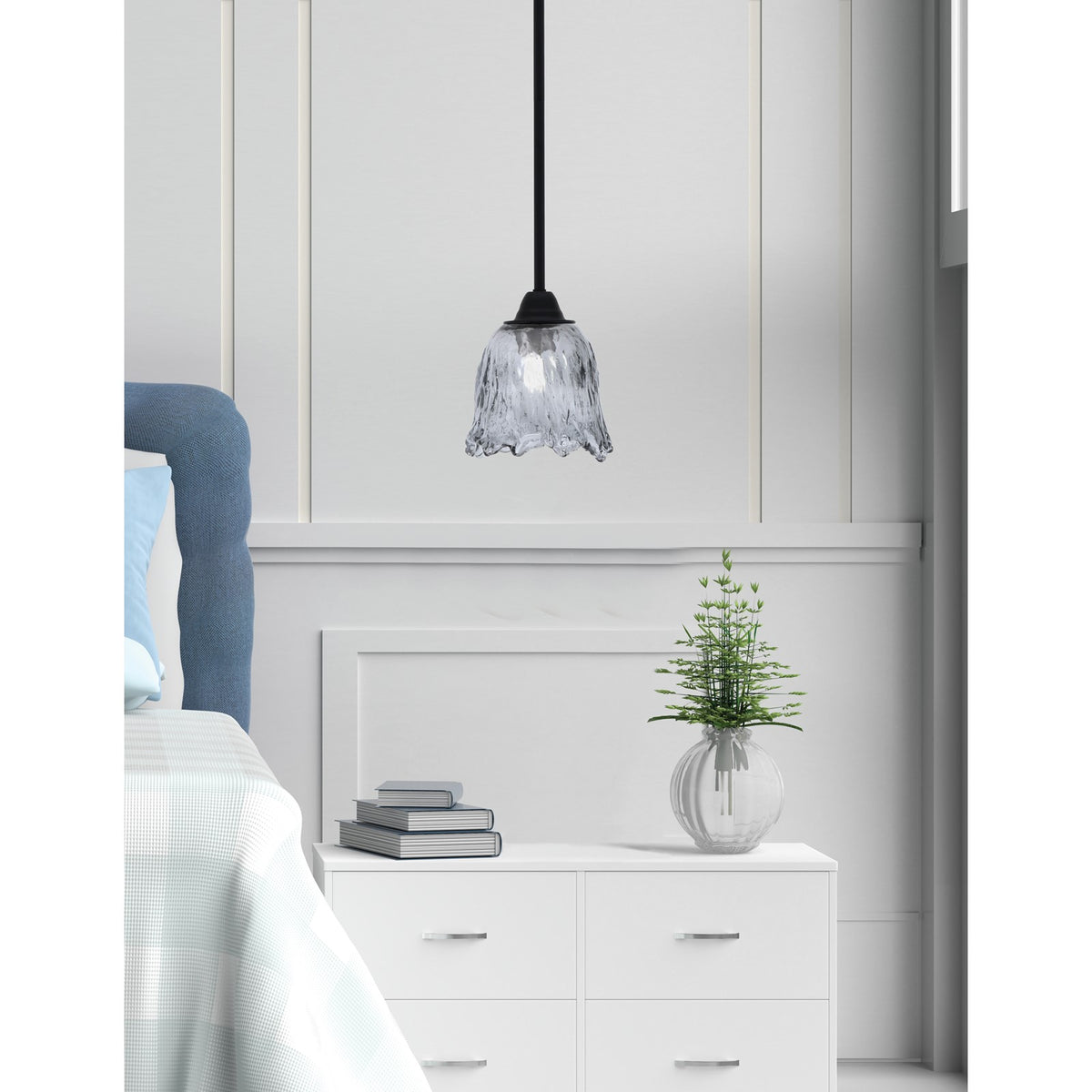 Toltec Paramount 7in 1-Light Mini Pendant | Modern Matte Black and Smoke Lava Glass | Kitchen Island & Dining Room | 7 x 7.5 in | Model 3401-MB-4232