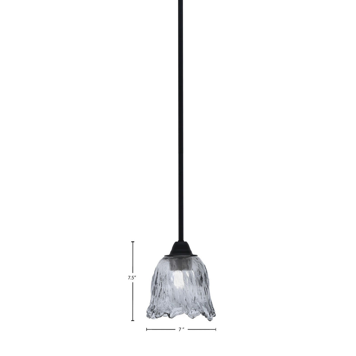 Toltec Paramount 7in 1-Light Mini Pendant | Modern Matte Black and Smoke Lava Glass | Kitchen Island & Dining Room | 7 x 7.5 in | Model 3401-MB-4232