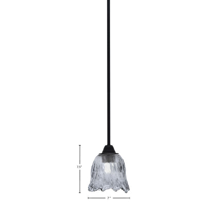 Toltec Paramount 7in 1-Light Mini Pendant | Modern Matte Black and Smoke Lava Glass | Kitchen Island & Dining Room | 7 x 7.5 in | Model 3401-MB-4232