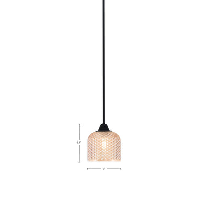 Toltec Paramount 6in 1-Light Mini Pendant | Matte Black Steel and Amber Textured Glass | Kitchen Island & Accent | 6 x 6.5 in | Model 3401-MB-4613