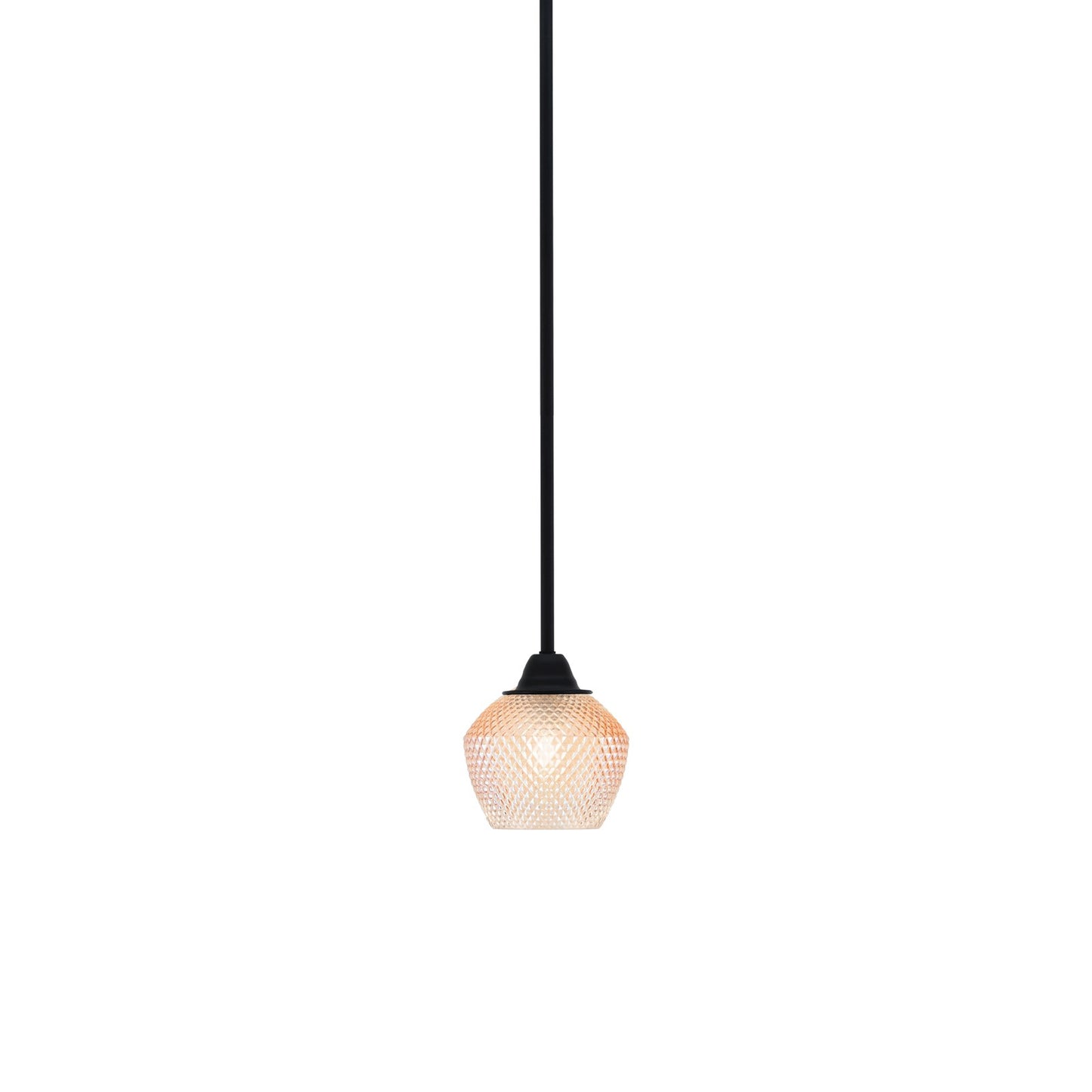 Toltec Paramount 6in 1-Light Mini Pendant | Modern Matte Black Steel and Amber Textured Glass | Kitchen Island & Counter | 6 x 6.5 in | Model 3401-MB-4623