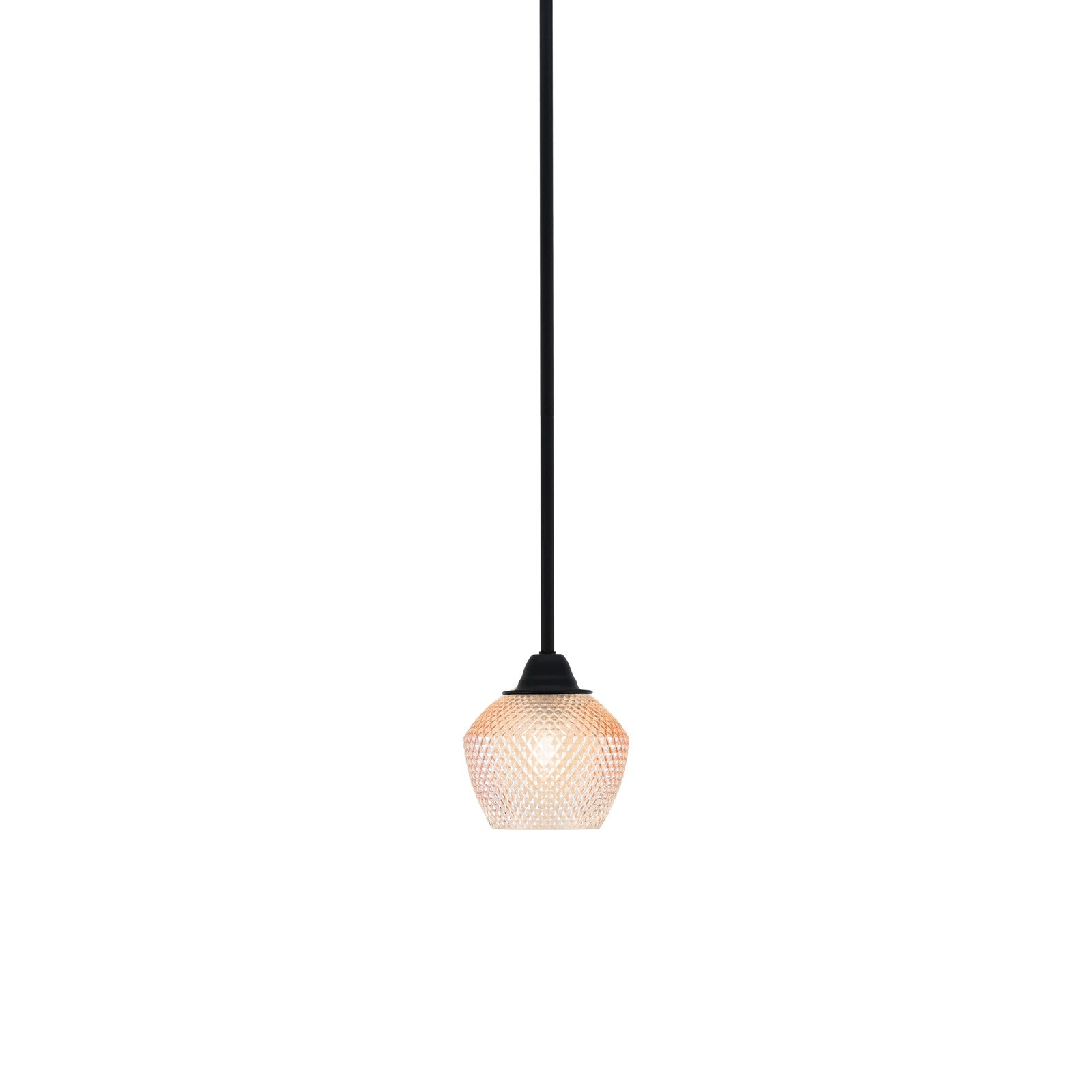 Toltec Paramount 6in 1-Light Mini Pendant | Modern Matte Black Steel and Amber Textured Glass | Kitchen Island & Counter | 6 x 6.5 in | Model 3401-MB-4623