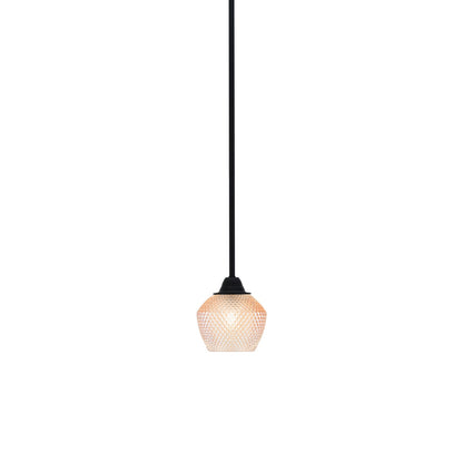 Toltec Paramount 6in 1-Light Mini Pendant | Modern Matte Black Steel and Amber Textured Glass | Kitchen Island & Counter | 6 x 6.5 in | Model 3401-MB-4623