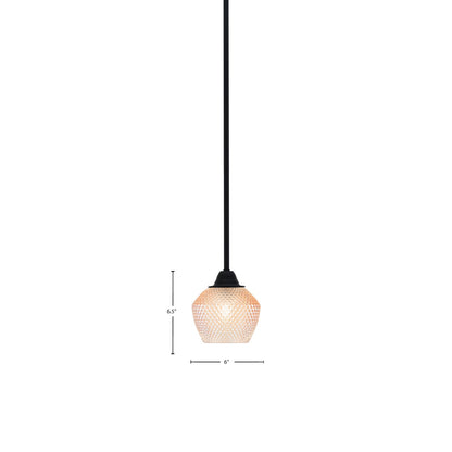Toltec Paramount 6in 1-Light Mini Pendant | Modern Matte Black Steel and Amber Textured Glass | Kitchen Island & Counter | 6 x 6.5 in | Model 3401-MB-4623
