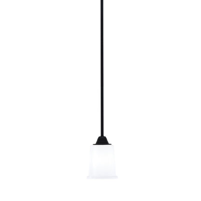 Toltec Paramount 5in 1-Light Mini Pendant | Modern Matte Black and White Opal Glass | Kitchen Island & Dining Room | 5 x 7 in | Model 3401-MB-5031