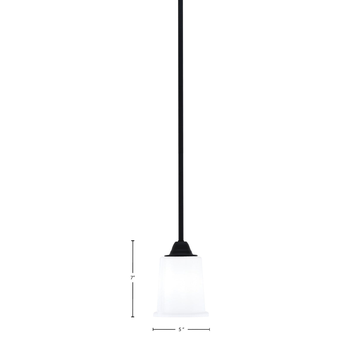Toltec Paramount 5in 1-Light Mini Pendant | Modern Matte Black and White Opal Glass | Kitchen Island & Dining Room | 5 x 7 in | Model 3401-MB-5031