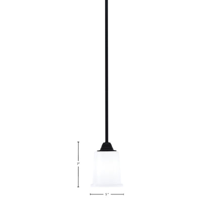 Toltec Paramount 5in 1-Light Mini Pendant | Modern Matte Black and White Opal Glass | Kitchen Island & Dining Room | 5 x 7 in | Model 3401-MB-5031