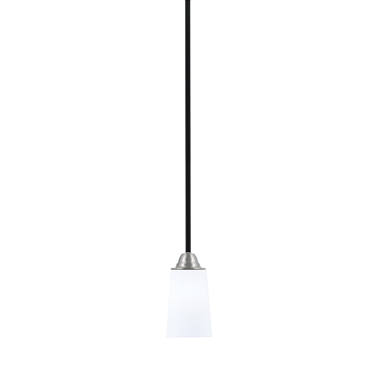 Toltec Paramount 4.5in 1-Light Mini Pendant | Modern Matte Black and Brushed Nickel with White Opal Glass | Kitchen Island | Model 3401-MBBN-261