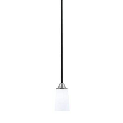 Toltec Paramount 4.5in 1-Light Mini Pendant | Modern Matte Black and Brushed Nickel with White Opal Glass | Kitchen Island | Model 3401-MBBN-261
