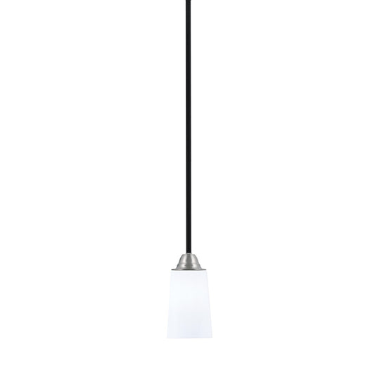 Toltec Paramount 4.5in 1-Light Mini Pendant | Modern Matte Black and Brushed Nickel with White Opal Glass | Kitchen Island | Model 3401-MBBN-261