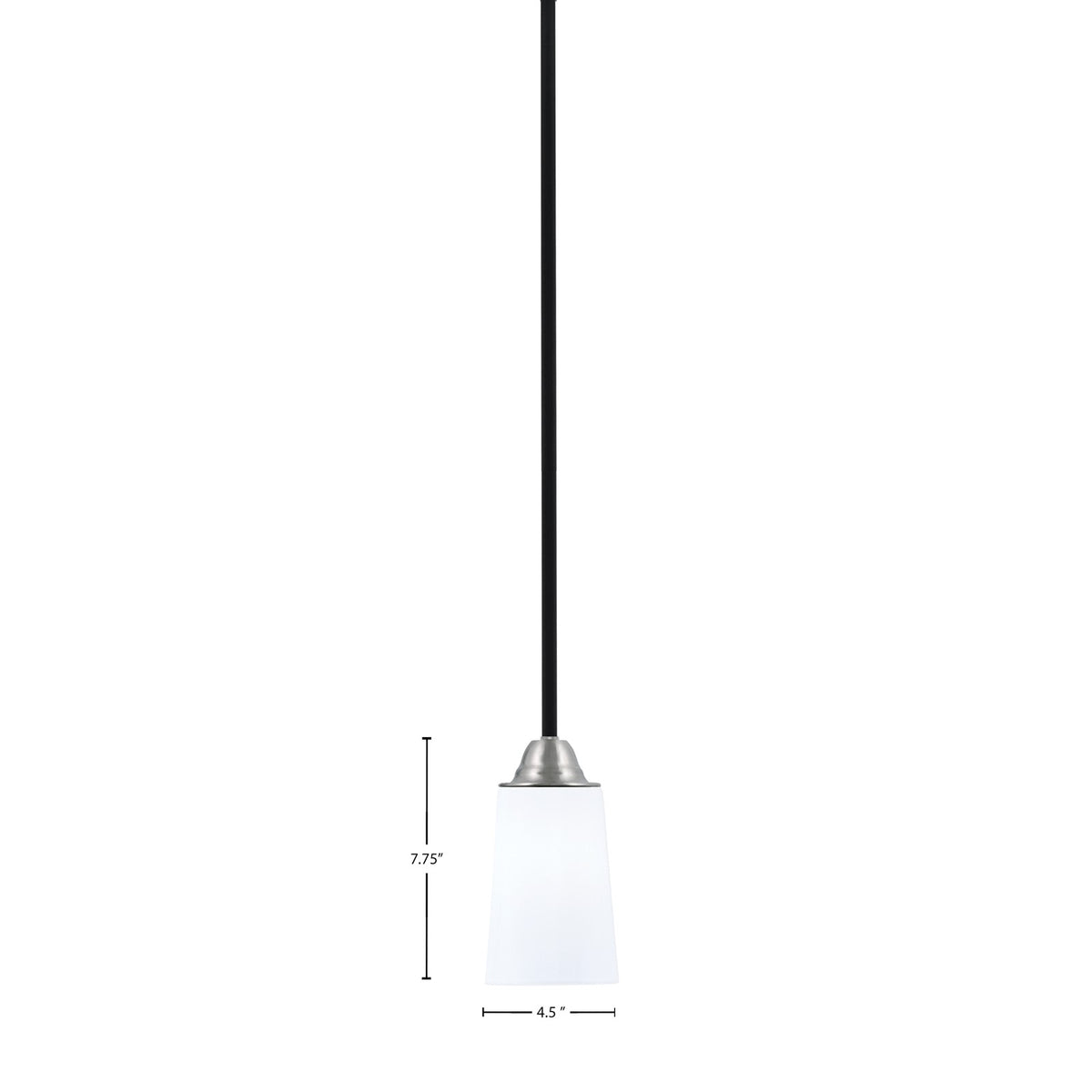Toltec Paramount 4.5in 1-Light Mini Pendant | Modern Matte Black and Brushed Nickel with White Opal Glass | Kitchen Island | Model 3401-MBBN-261