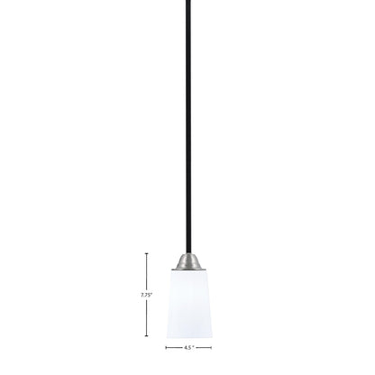 Toltec Paramount 4.5in 1-Light Mini Pendant | Modern Matte Black and Brushed Nickel with White Opal Glass | Kitchen Island | Model 3401-MBBN-261
