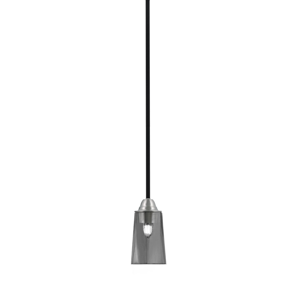Toltec Paramount 4.5in 1-Light Mini Pendant | Modern Matte Black and Brushed Nickel Smoke Bubble Glass | Kitchen Island | Model 3401-MBBN-262